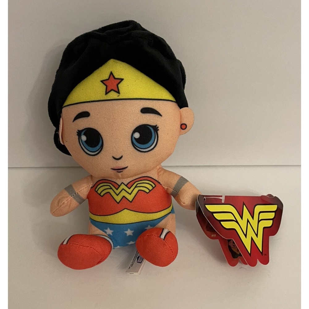 NWT Justice League DC Comics Toy Factory Wonder Woman 7" Plush Doll Sitting.